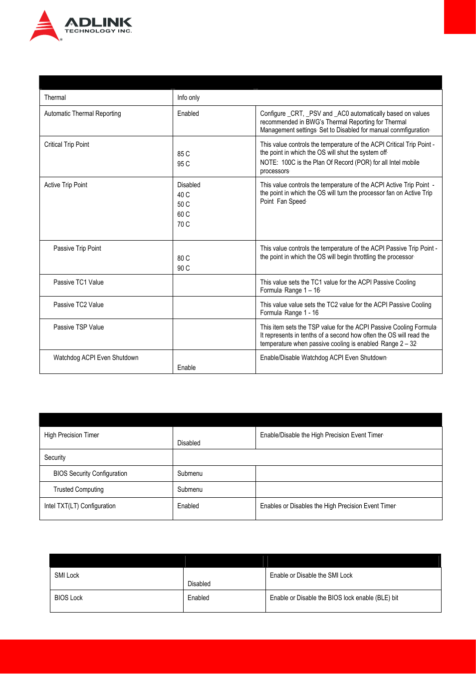 13 thermal, 14 miscellaneous, 1 miscellaneous > bios security configuration | ADLINK Express-HL2 User Manual | Page 67 / 86