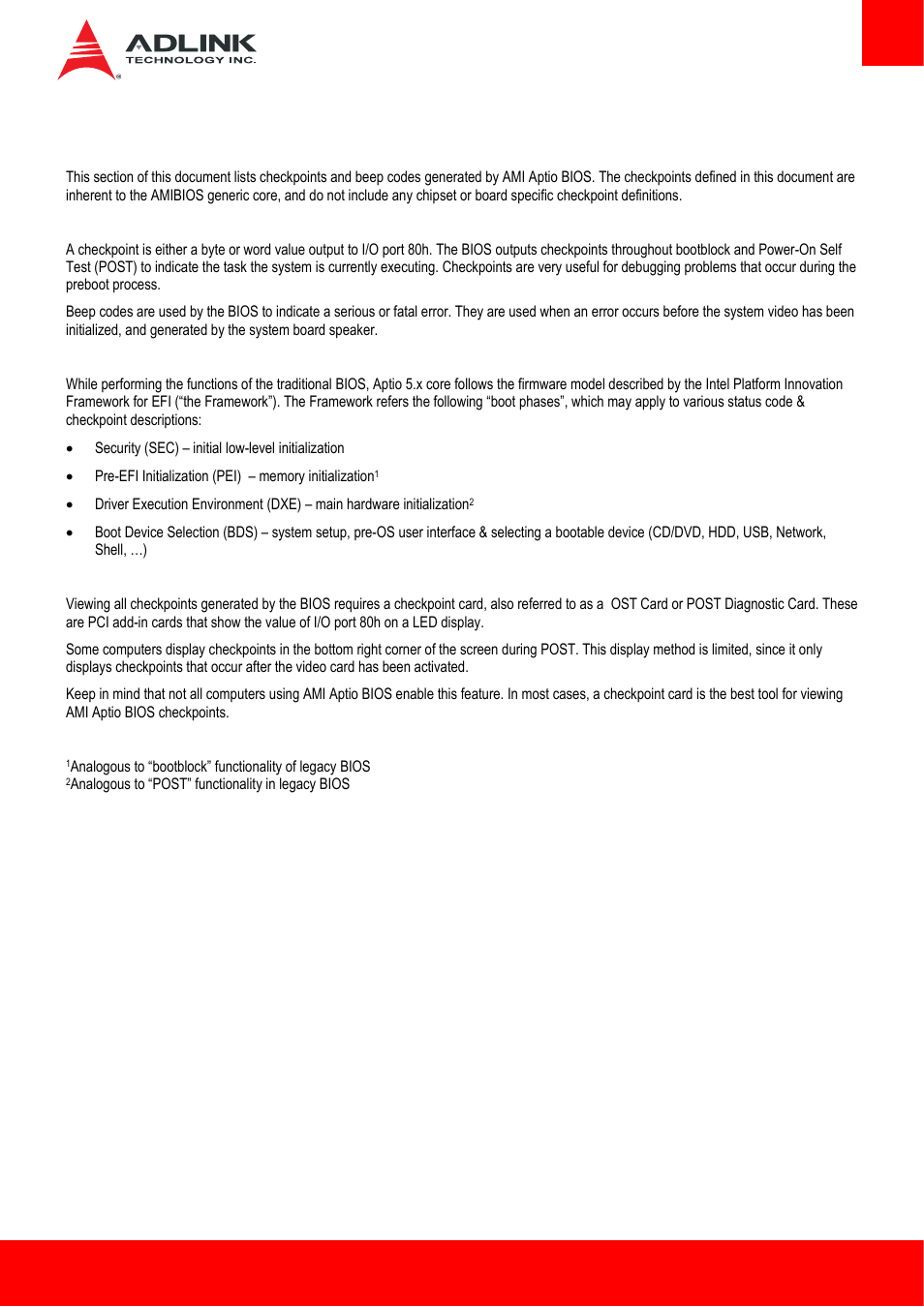 8 bios checkpoints, beep codes | ADLINK Express-HL2 User Manual | Page 71 / 86