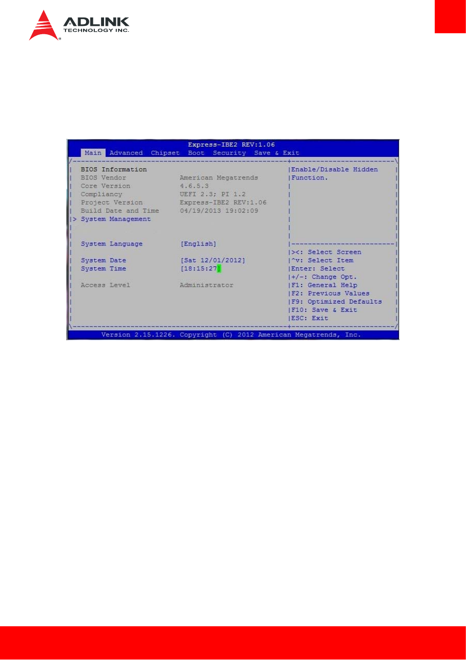 Setup menu | ADLINK Express-IBE2 User Manual | Page 41 / 83