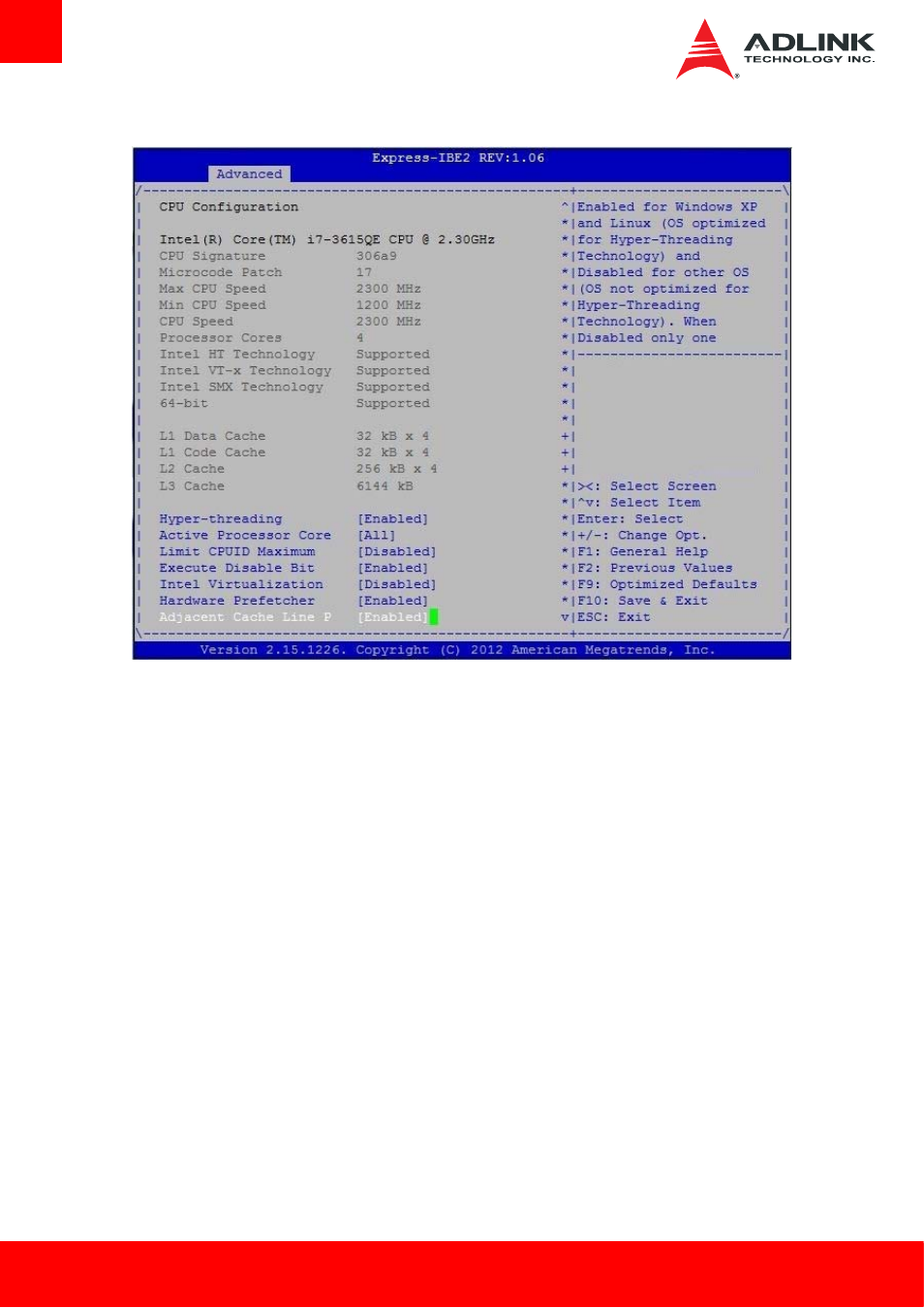 Cpu configuration | ADLINK Express-IBE2 User Manual | Page 50 / 83