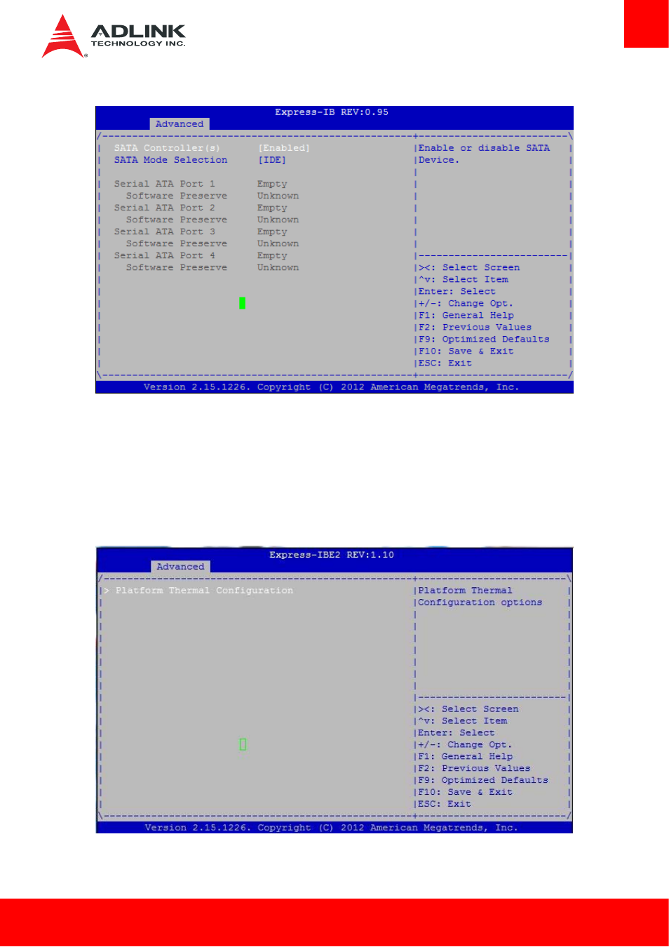 Sata configuration, Thermal configuration | ADLINK Express-IBE2 User Manual | Page 51 / 83