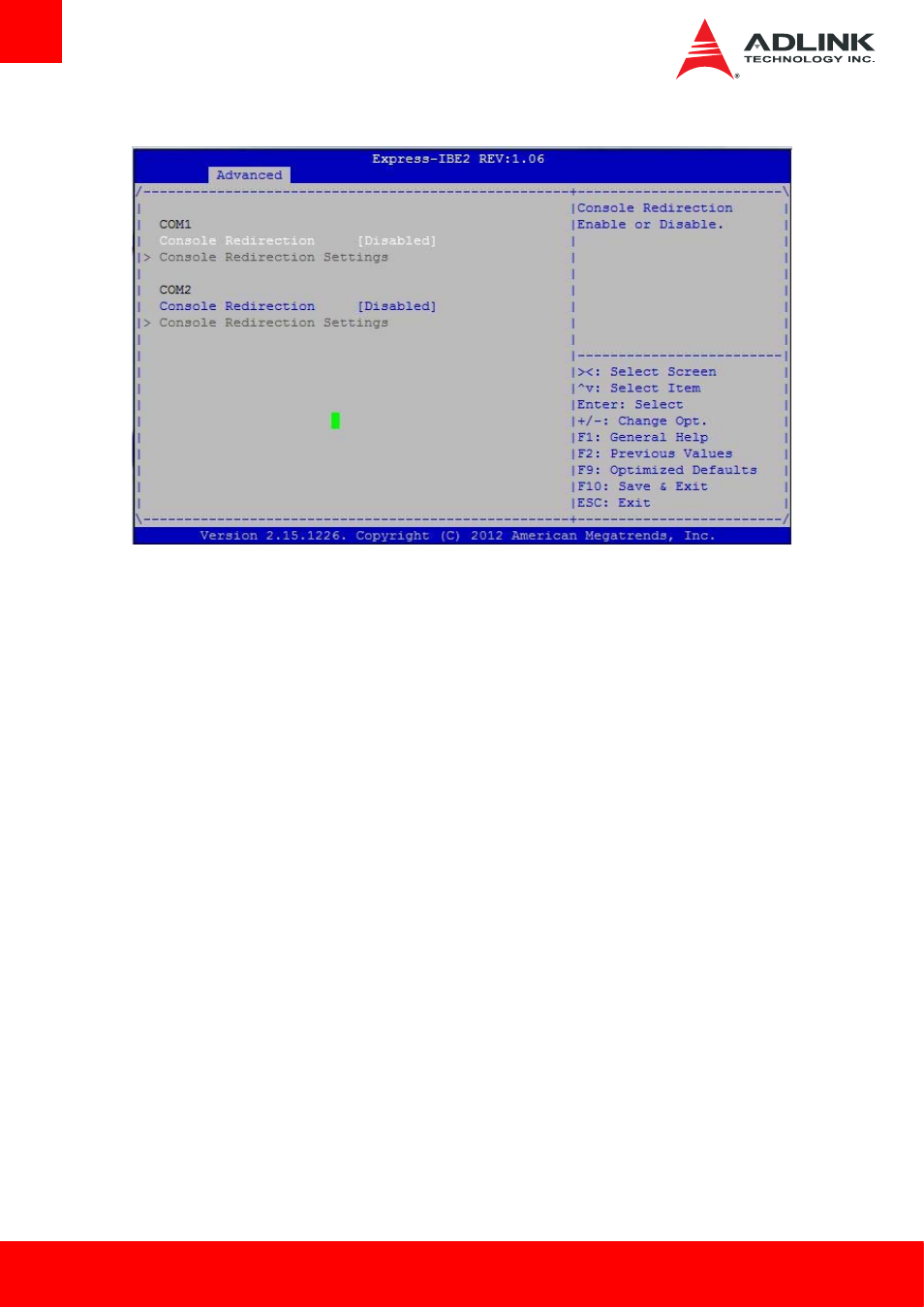 Serial port console redirection | ADLINK Express-IBE2 User Manual | Page 58 / 83