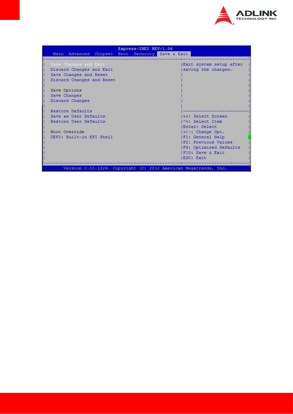 Save & exit menu | ADLINK Express-IBE2 User Manual | Page 72 / 83