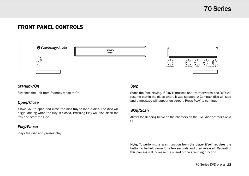 70 s series, Front panel controls | Cambridge Audio 70 User Manual | Page 13 / 28