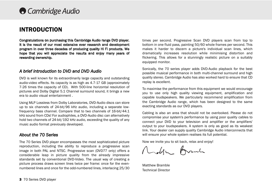 Introduction | Cambridge Audio 70 User Manual | Page 4 / 28