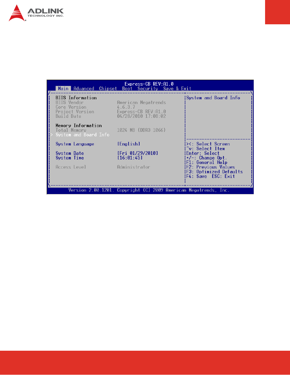 2 main setup, Main setup | ADLINK Express-CB User Manual | Page 38 / 78