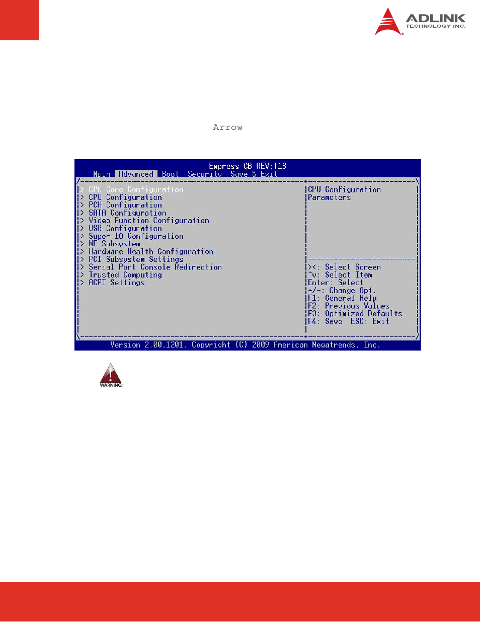 3 advanced bios setup, Advanced bios setup | ADLINK Express-CB User Manual | Page 41 / 78