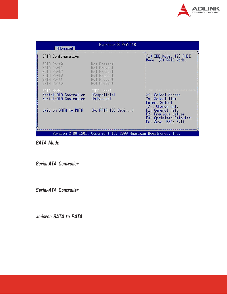 4 sata configuration sata mode, Serial-ata controller, Jmicron sata to pata | ADLINK Express-CB User Manual | Page 47 / 78