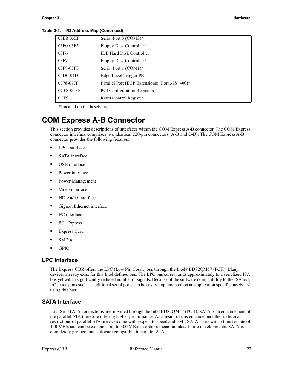 Com express a-b connector, Lpc interface sata interface | ADLINK Express-CBR User Manual | Page 27 / 54