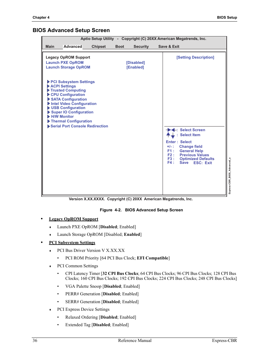 Bios advanced setup screen, Figure 4-2 | ADLINK Express-CBR User Manual | Page 40 / 54