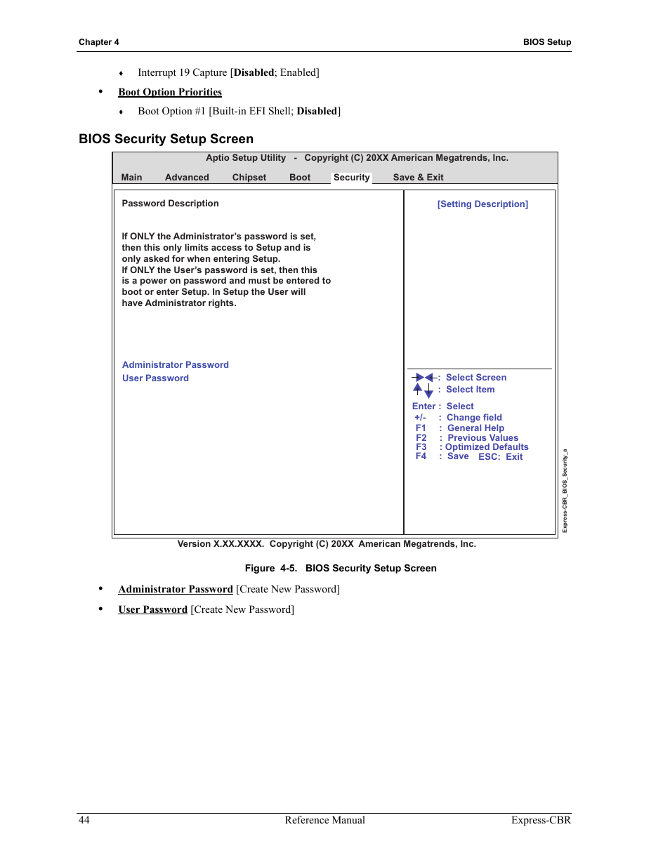 Bios security setup screen, Figure 4-5 | ADLINK Express-CBR User Manual | Page 48 / 54