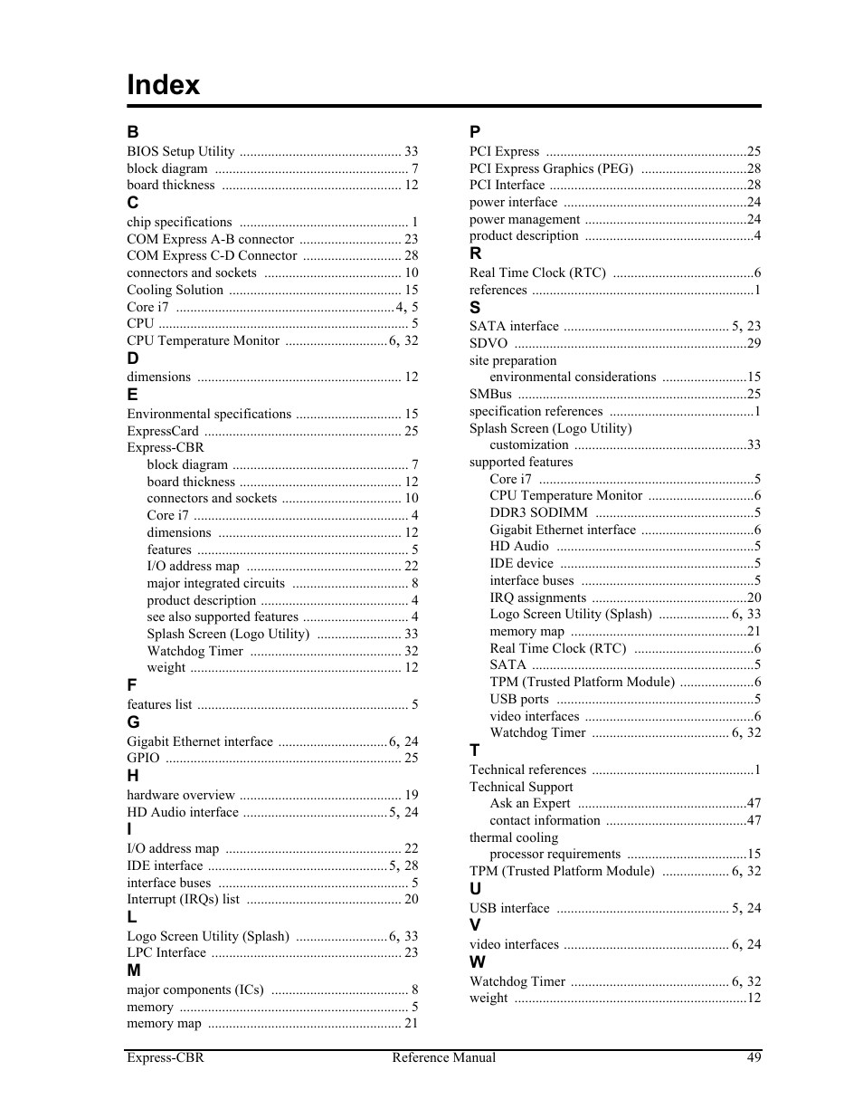 Index | ADLINK Express-CBR User Manual | Page 53 / 54