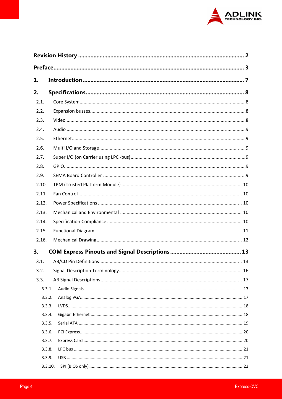 ADLINK Express-CVC User Manual | Page 4 / 73