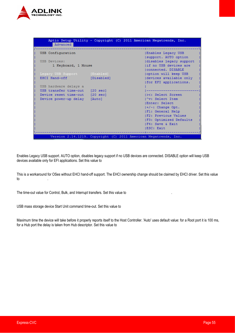Usb configuration | ADLINK Express-CVC User Manual | Page 55 / 73