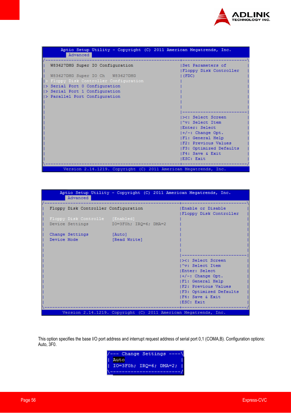 W8362dhg super io configuration | ADLINK Express-CVC User Manual | Page 56 / 73