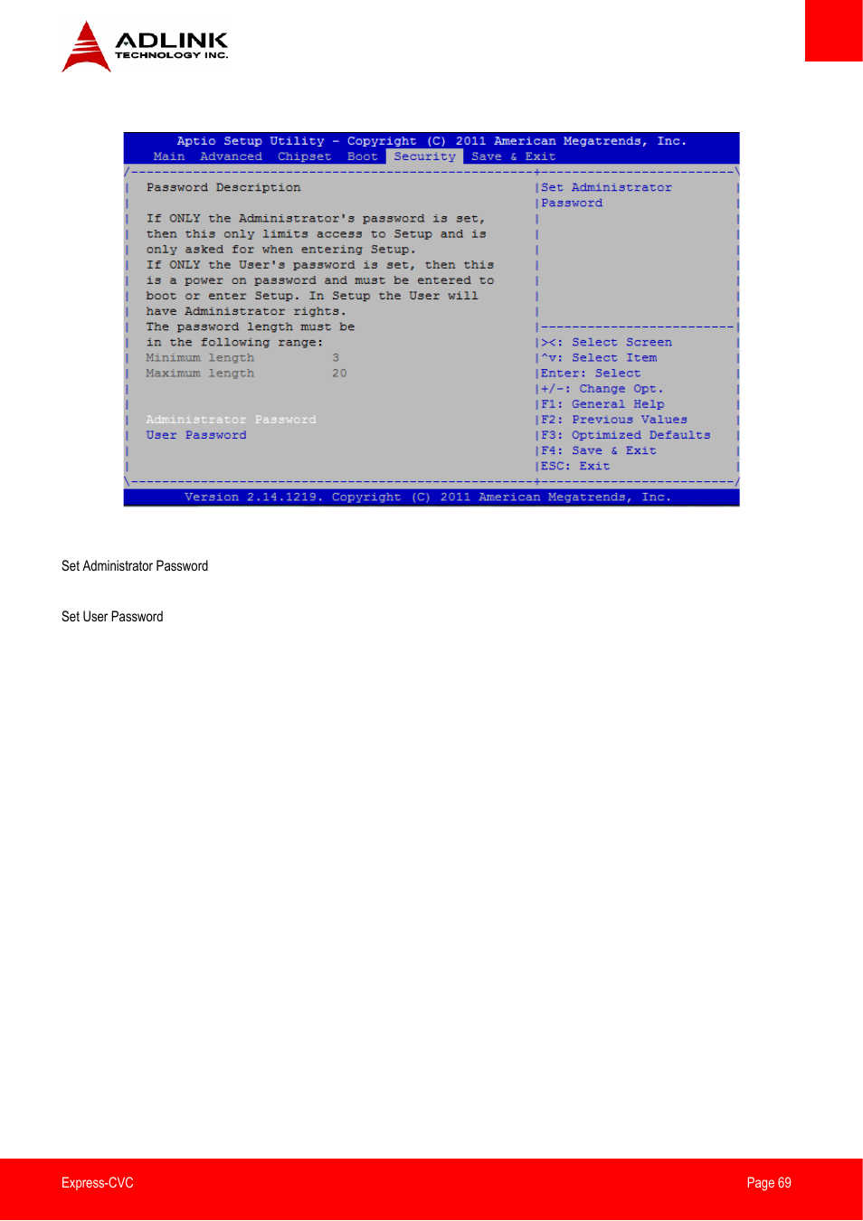 Security setup | ADLINK Express-CVC User Manual | Page 69 / 73