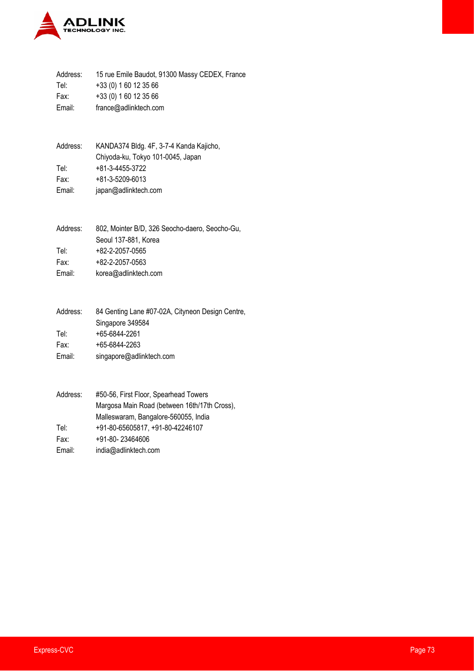 ADLINK Express-CVC User Manual | Page 73 / 73