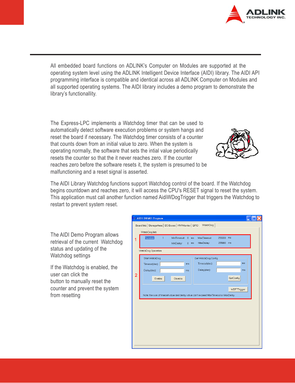 6 embedded functions, 1 watchdog timer, Watchdog timer | ADLINK Express-LPC User Manual | Page 25 / 86