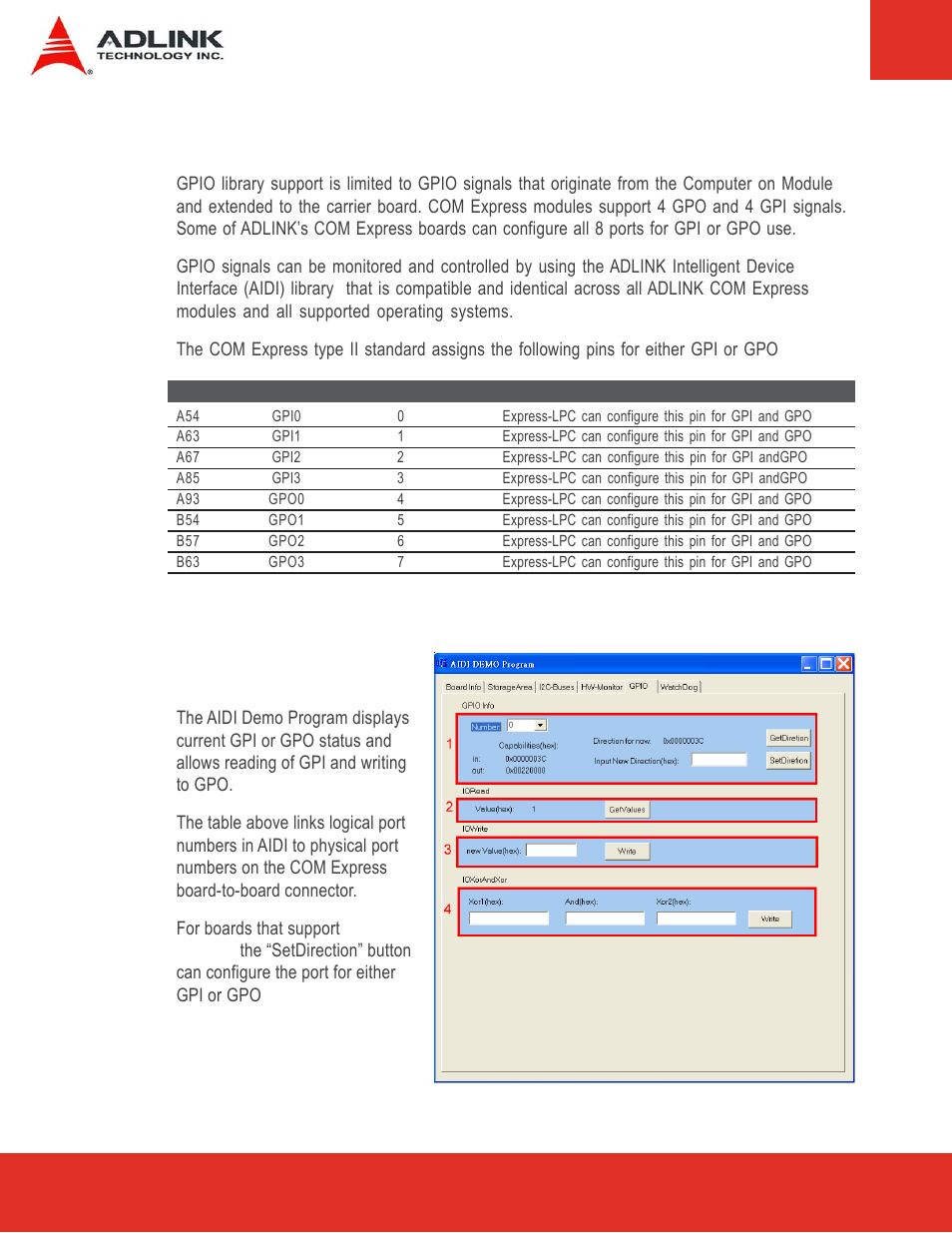 2 gpio, Gpio | ADLINK Express-LPC User Manual | Page 26 / 86