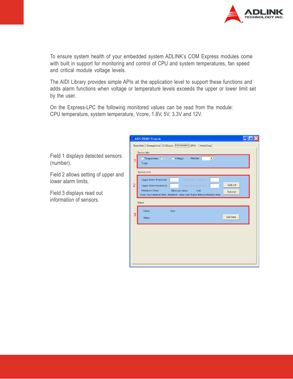 3 hardware monitoring, Hardware monitoring | ADLINK Express-LPC User Manual | Page 27 / 86