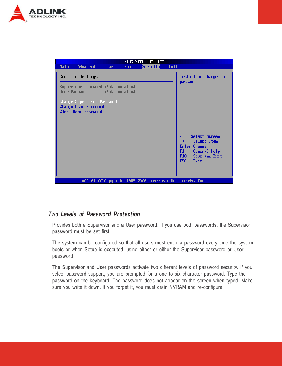 6 security setup, Security setup | ADLINK Express-LPC User Manual | Page 68 / 86