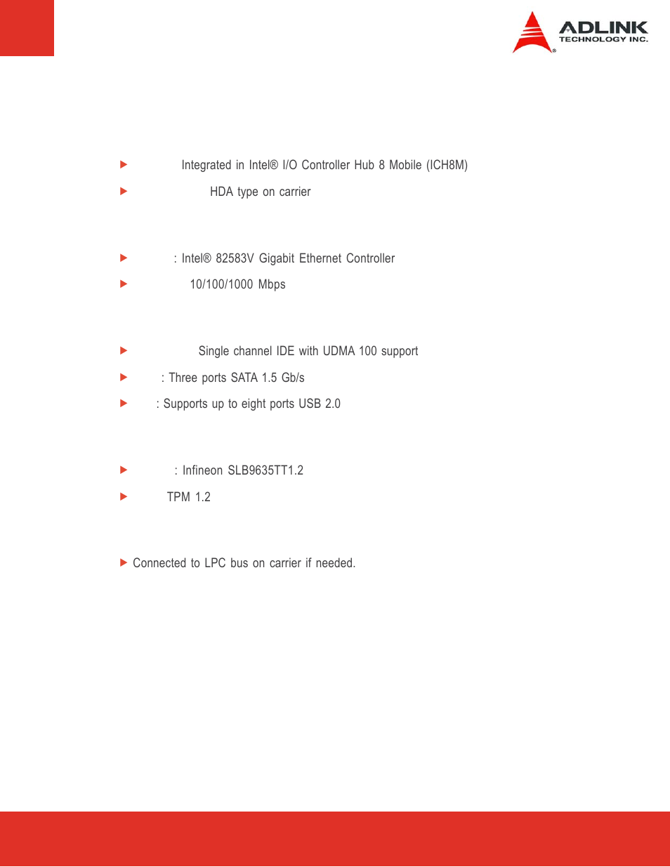 3 audio, 4 lan, 5 multi i/o | 6 tpm (trusted platform module), 7 super i/o, Audio, Multi i/o, Tpm (trusted platform module), Super i/o | ADLINK Express-LPC User Manual | Page 9 / 86