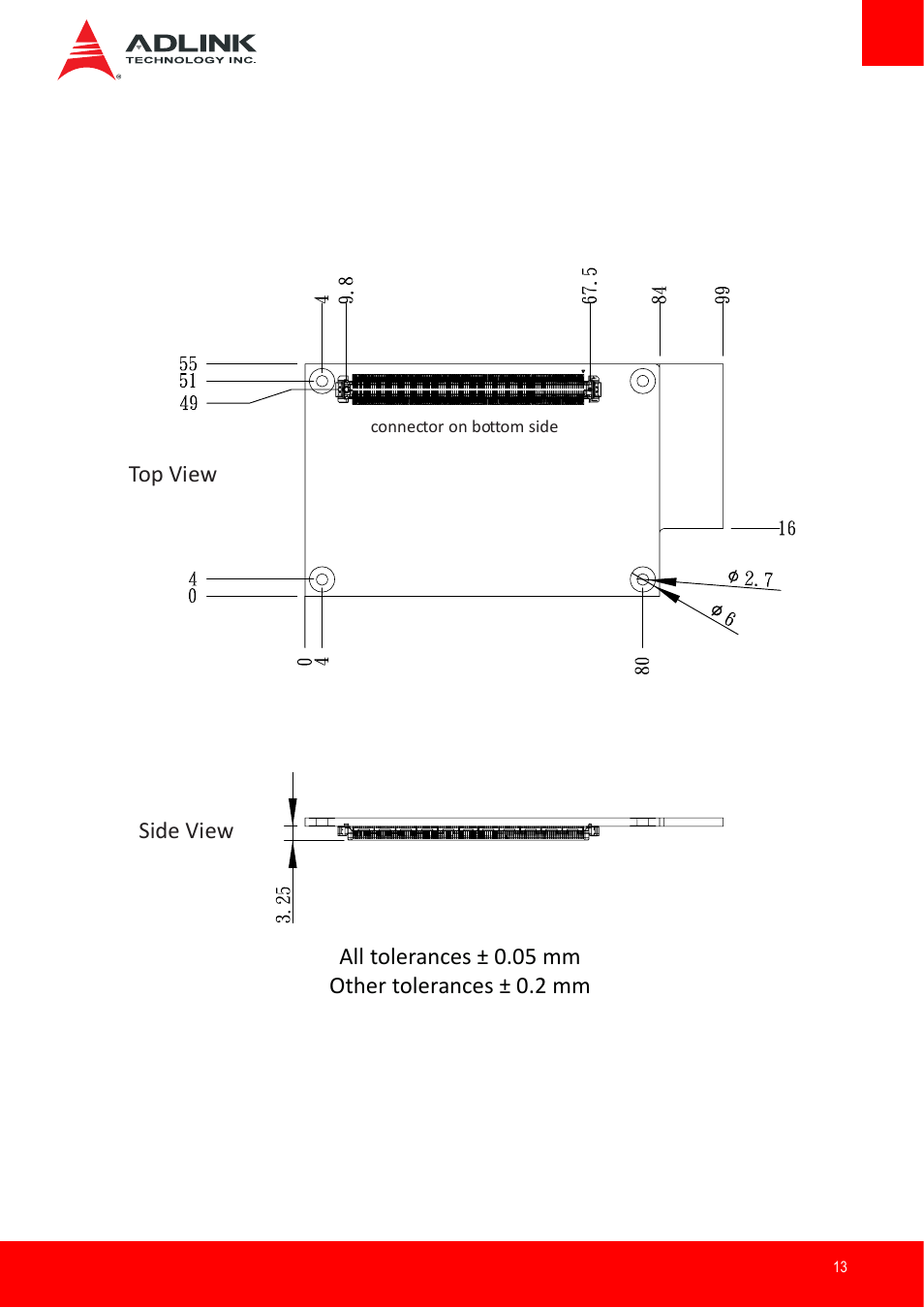 Mechanical dimensions | ADLINK nanoX-BT User Manual | Page 13 / 71