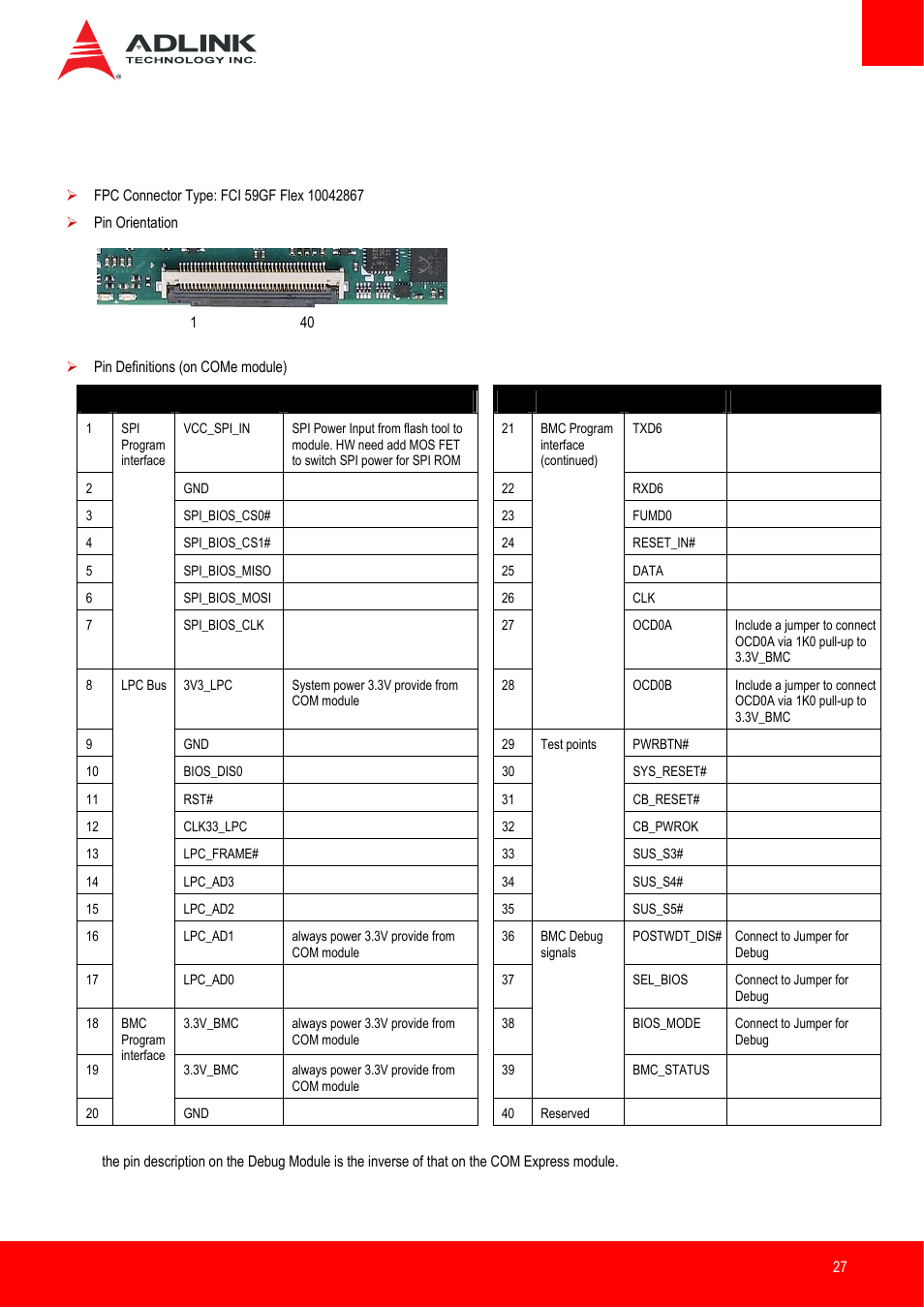 40-pin multipurpose connector | ADLINK nanoX-BT User Manual | Page 27 / 71