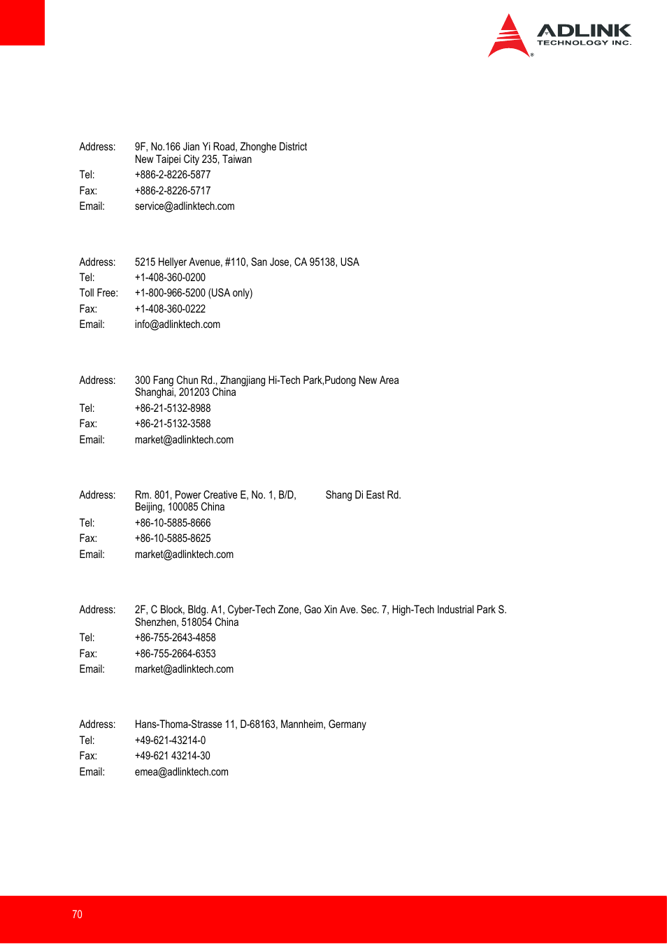 Getting service | ADLINK nanoX-BT User Manual | Page 70 / 71