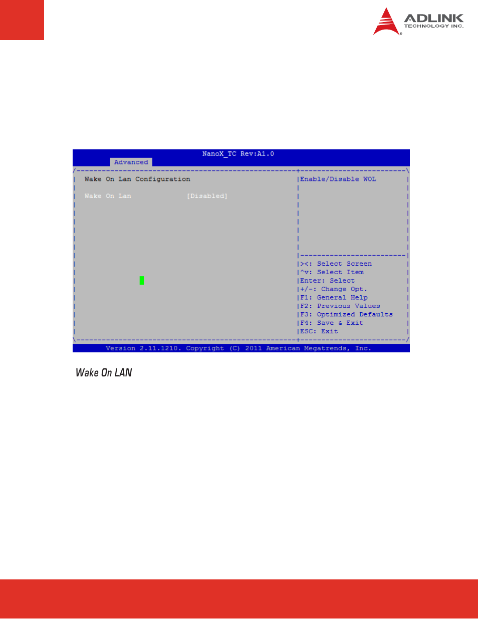 3 wake on lan configuration, Wake on lan | ADLINK nanoX-TC User Manual | Page 37 / 62