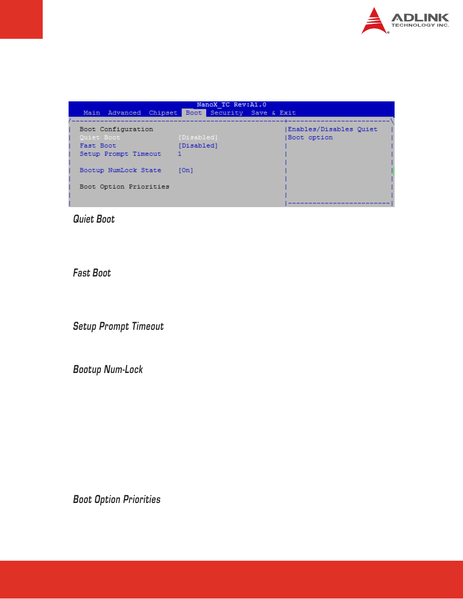 6 boot setup, 6 boot, Setup | ADLINK nanoX-TC User Manual | Page 47 / 62