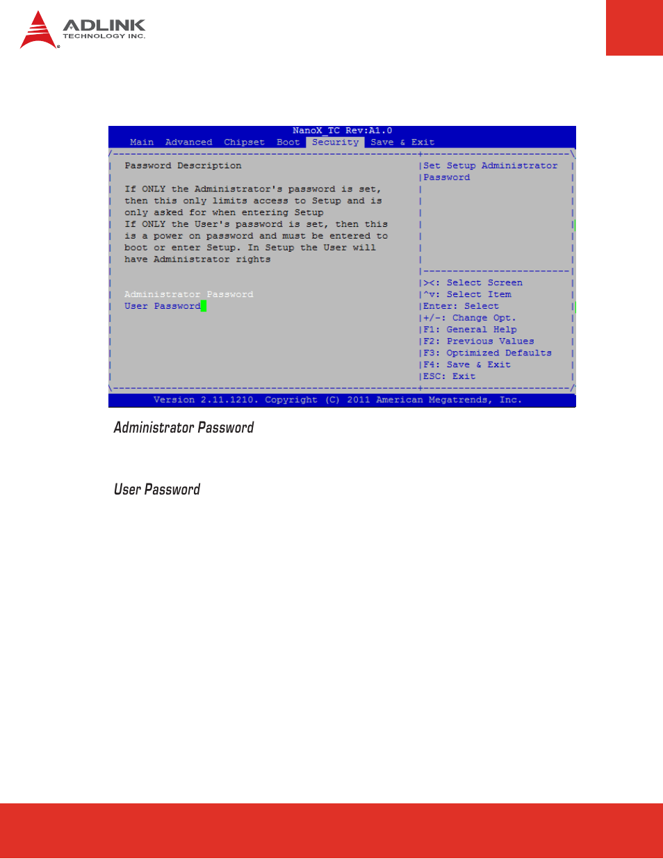 7 security setup, 7 security, Setup | ADLINK nanoX-TC User Manual | Page 48 / 62