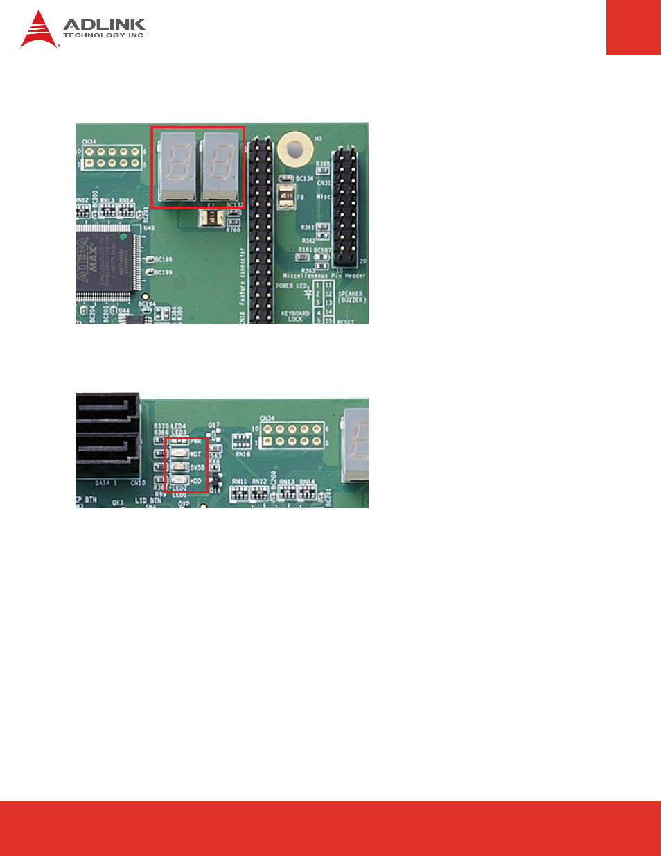 2 post display, 3 information leds, Post display | Information leds | ADLINK nanoX-BASE User Manual | Page 38 / 44