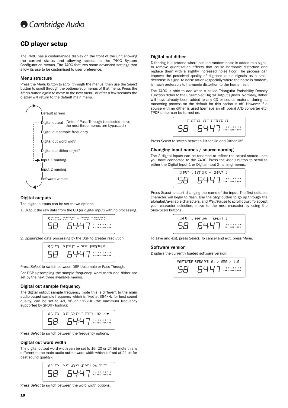 Cd player setup | Cambridge Audio Azur 740C User Manual | Page 10 / 82