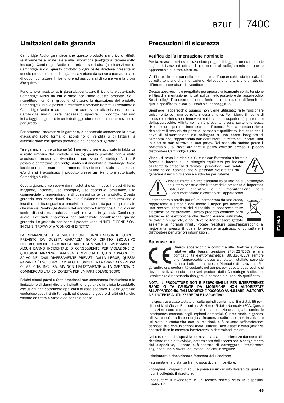740c azur | Cambridge Audio Azur 740C User Manual | Page 43 / 82