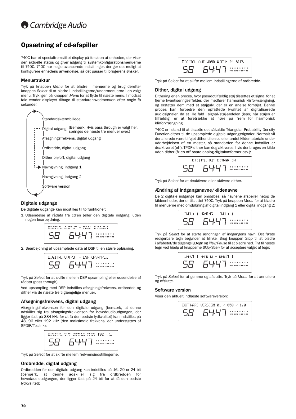 Opsætning af cd-afspiller | Cambridge Audio Azur 740C User Manual | Page 70 / 82