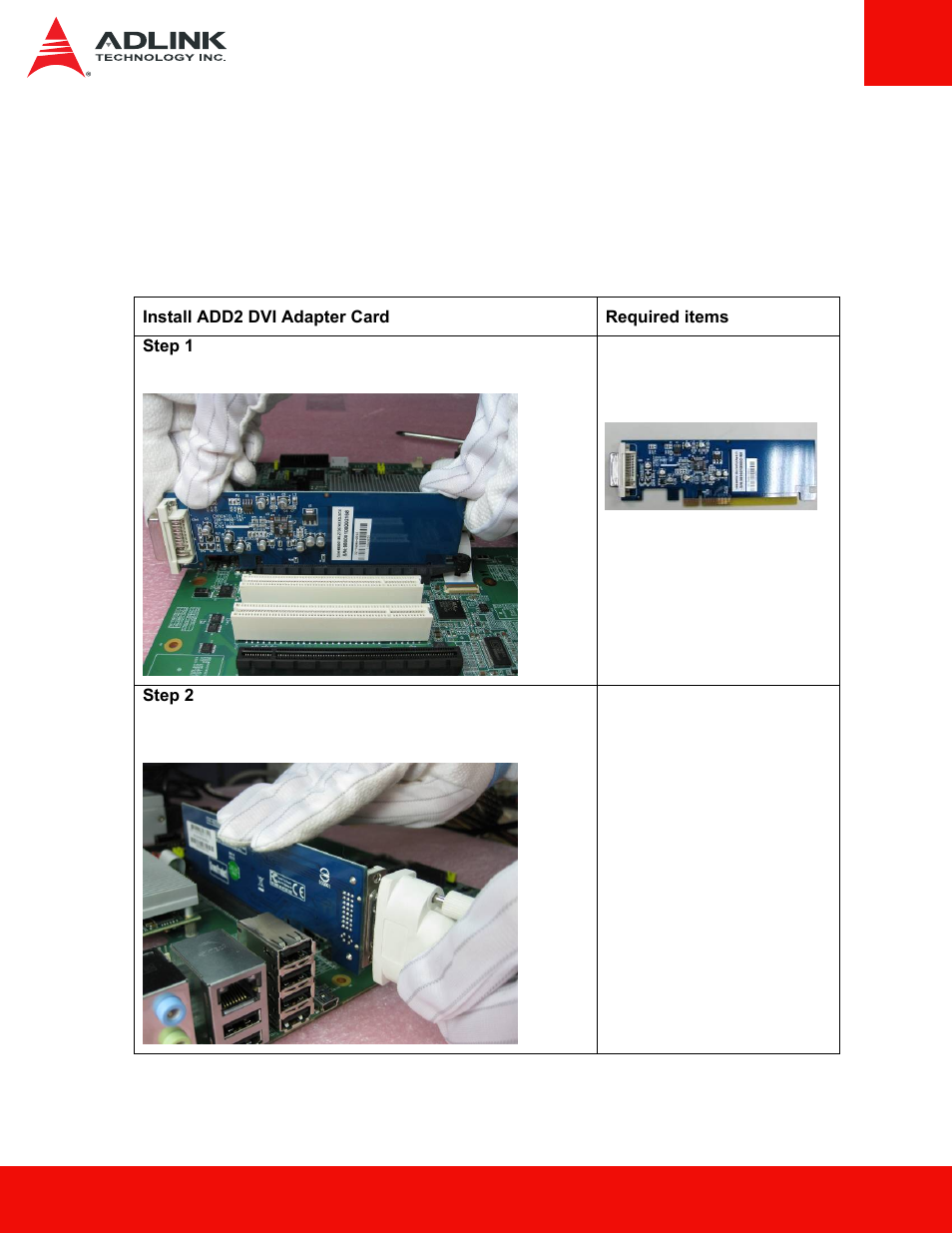 4 dvi display interface installation, Dvi display using add2 dvi adapter card, Dvi display interface installation 2.4 | ADLINK Starter Kit - nanoX User Manual | Page 26 / 43