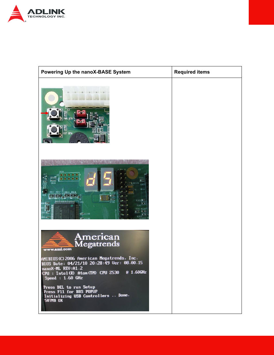 7 powering up the nanox-base system | ADLINK Starter Kit - nanoX User Manual | Page 32 / 43