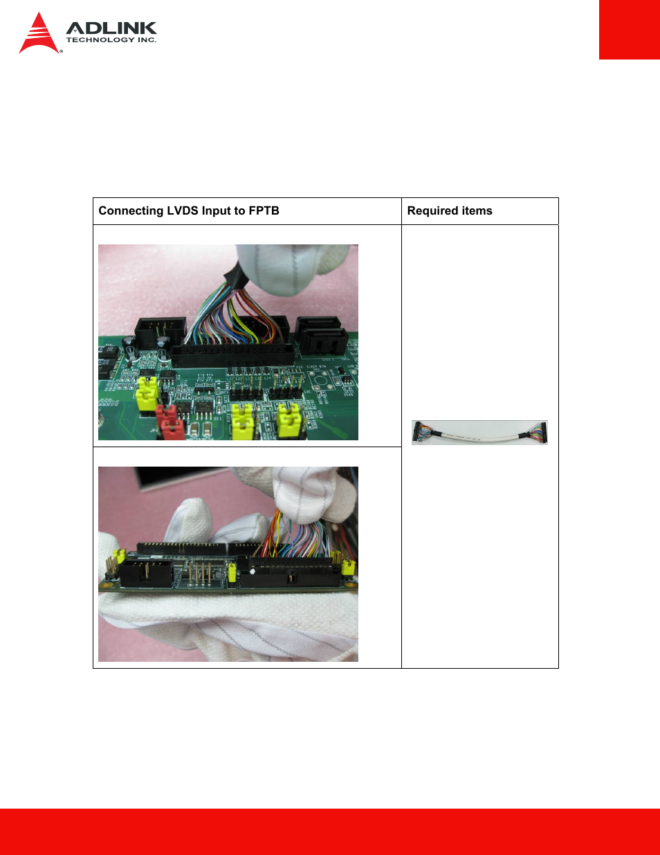 Connecting lvds input to fptb | ADLINK Starter Kit - nanoX User Manual | Page 40 / 43