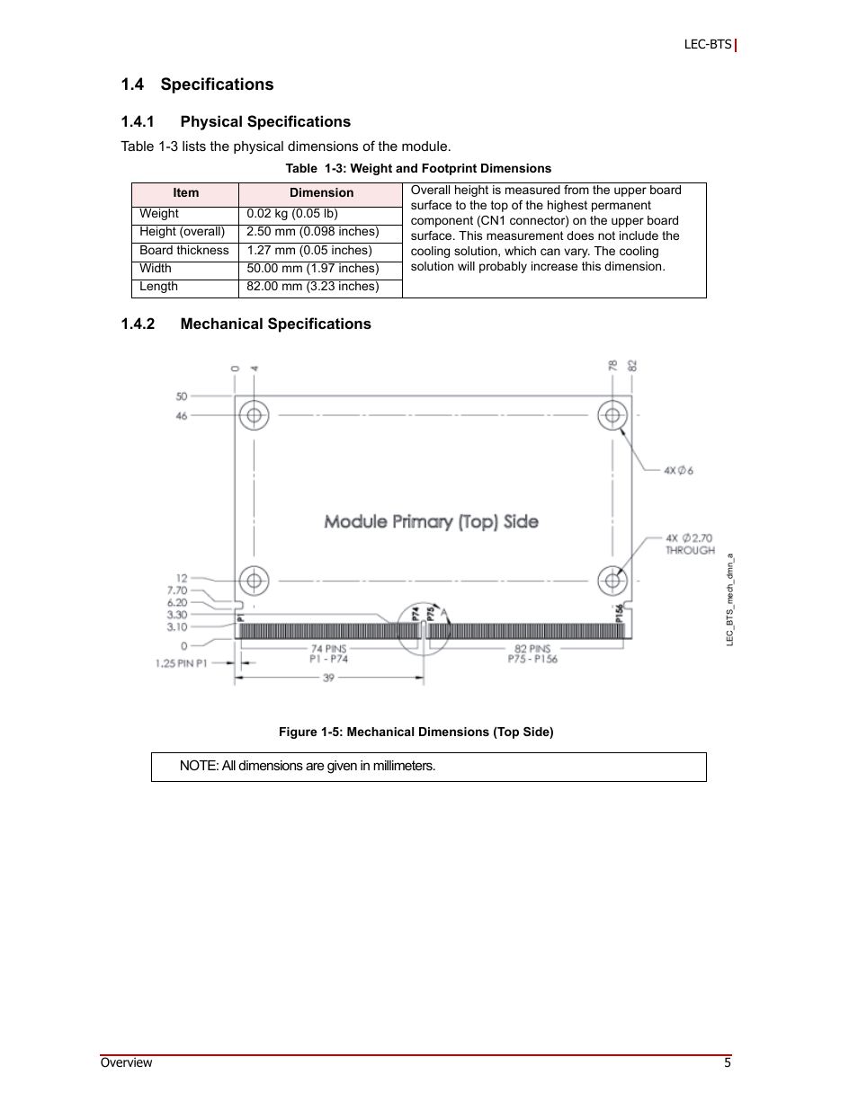 Specifications, 4 specifications | ADLINK LEC-BTS User Manual | Page 9 / 22