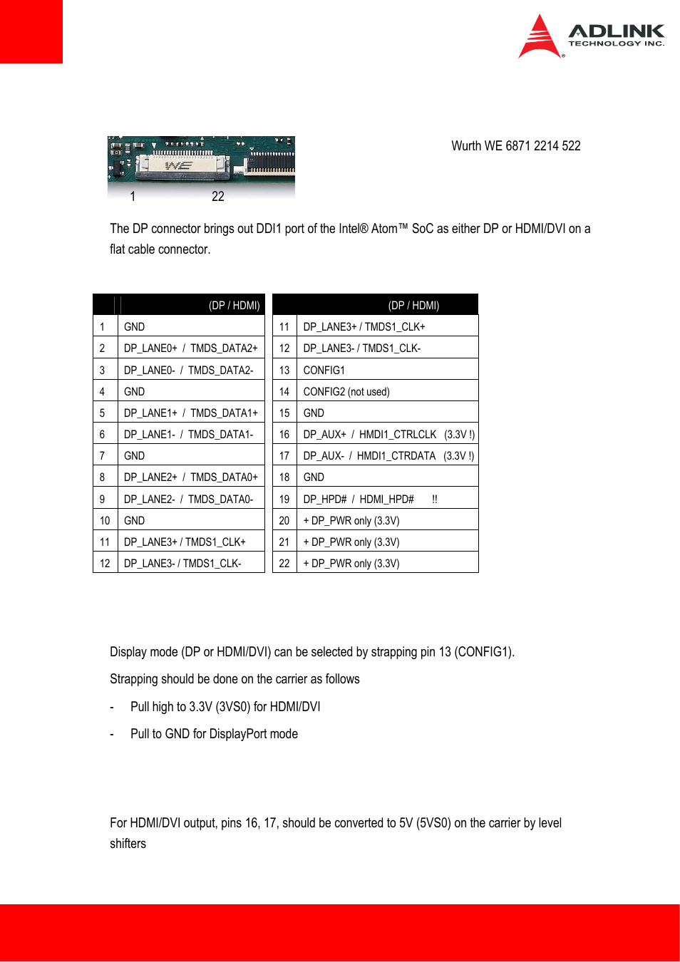 5 dp connector, 1 display mode selection, 2 power output modification for hdmi | Display mode selection, Power output modification for hdmi | ADLINK ETX-BT User Manual | Page 32 / 70
