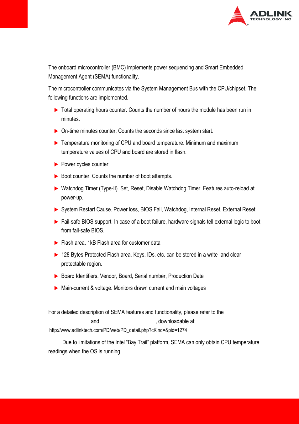 7 sema (smart embedded management agent), Sema (smart embedded management agent) | ADLINK ETX-BT User Manual | Page 38 / 70