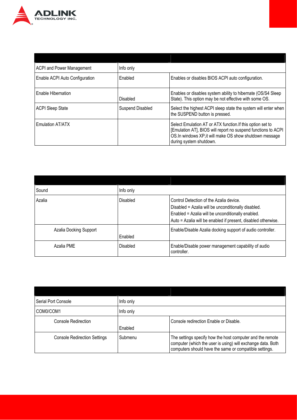 9 acpi and power management, 10 sound, 11 serial port console | Acpi and power management, Sound, Serial port console | ADLINK ETX-BT User Manual | Page 61 / 70