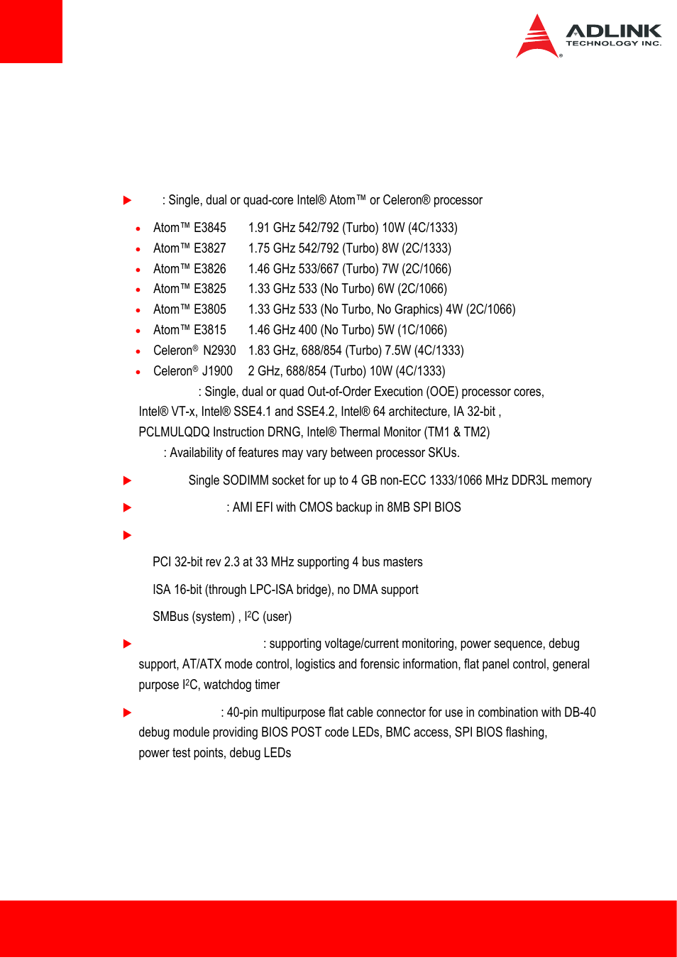 2 specifications, 1 general, Specifications | ADLINK ETX-BT User Manual | Page 8 / 70