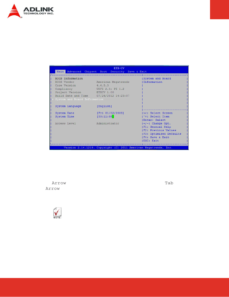 2 main setup, Main setup | ADLINK ETX-CV User Manual | Page 42 / 86