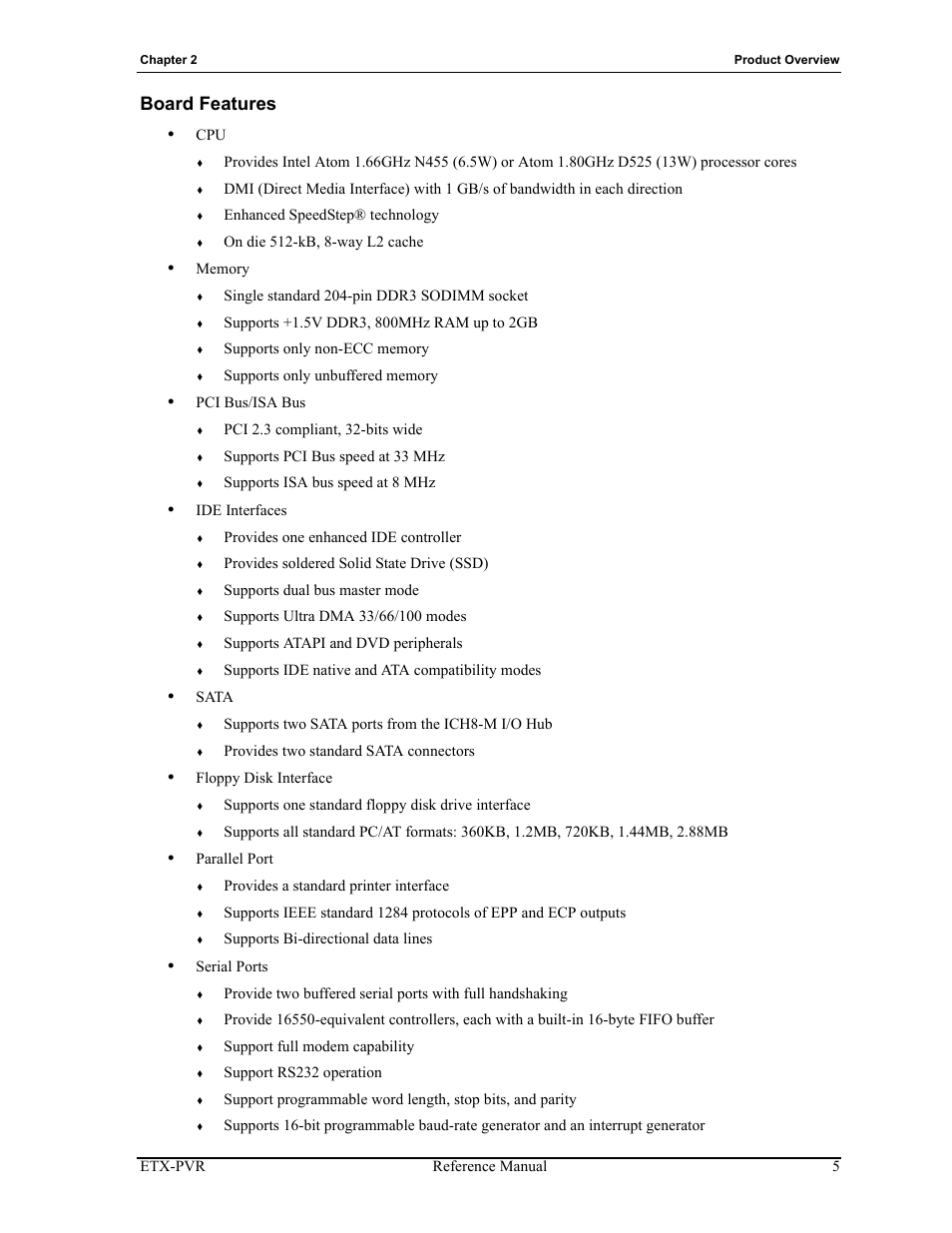 Board features | ADLINK ETX-PVR User Manual | Page 11 / 68