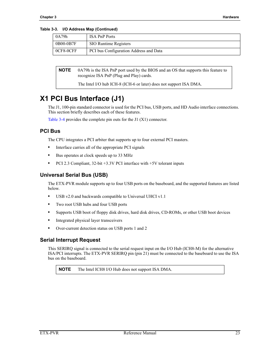 X1 pci bus interface (j1) | ADLINK ETX-PVR User Manual | Page 29 / 68
