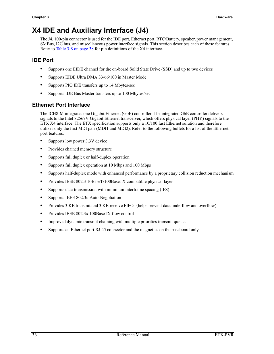 X4 ide and auxiliary interface (j4), Ide port ethernet port interface | ADLINK ETX-PVR User Manual | Page 42 / 68