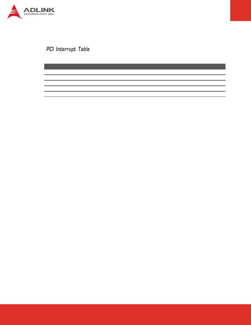 7 pci and isa slots, Pci and isa slots, Pci interrupt table | ADLINK ETX-Proto User Manual | Page 18 / 38