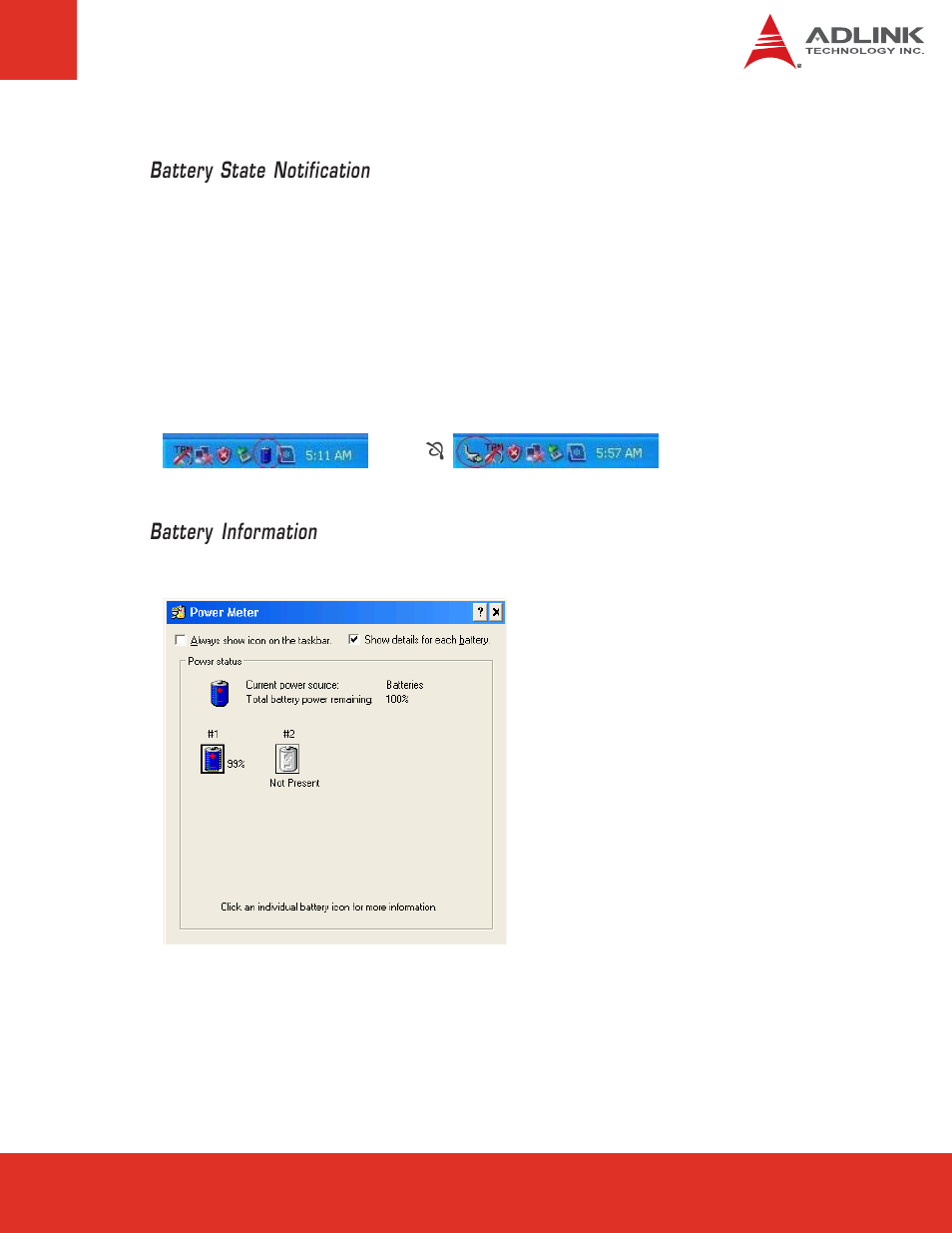 Battery state notification, Battery information | ADLINK BattMan: Smart Battery Management Reference Design User Manual | Page 25 / 28